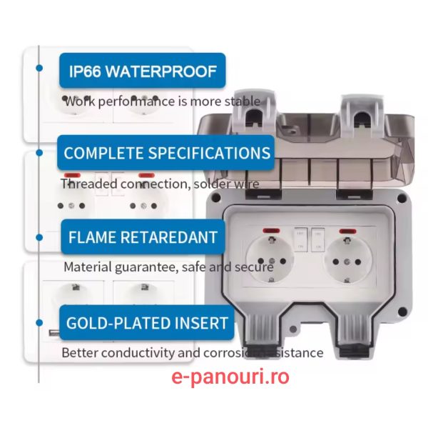 Priza dubla exterior LED - imagine 4