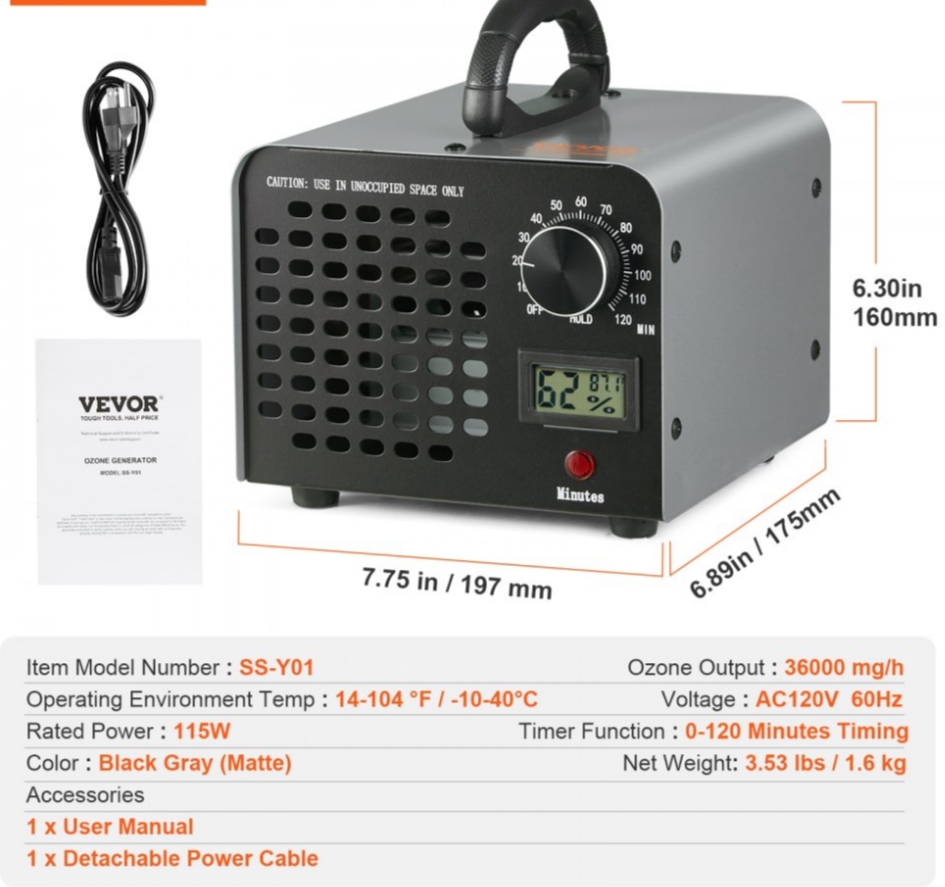 Generator ozon 36000mg/h V 1 Generator ozon 36G/h